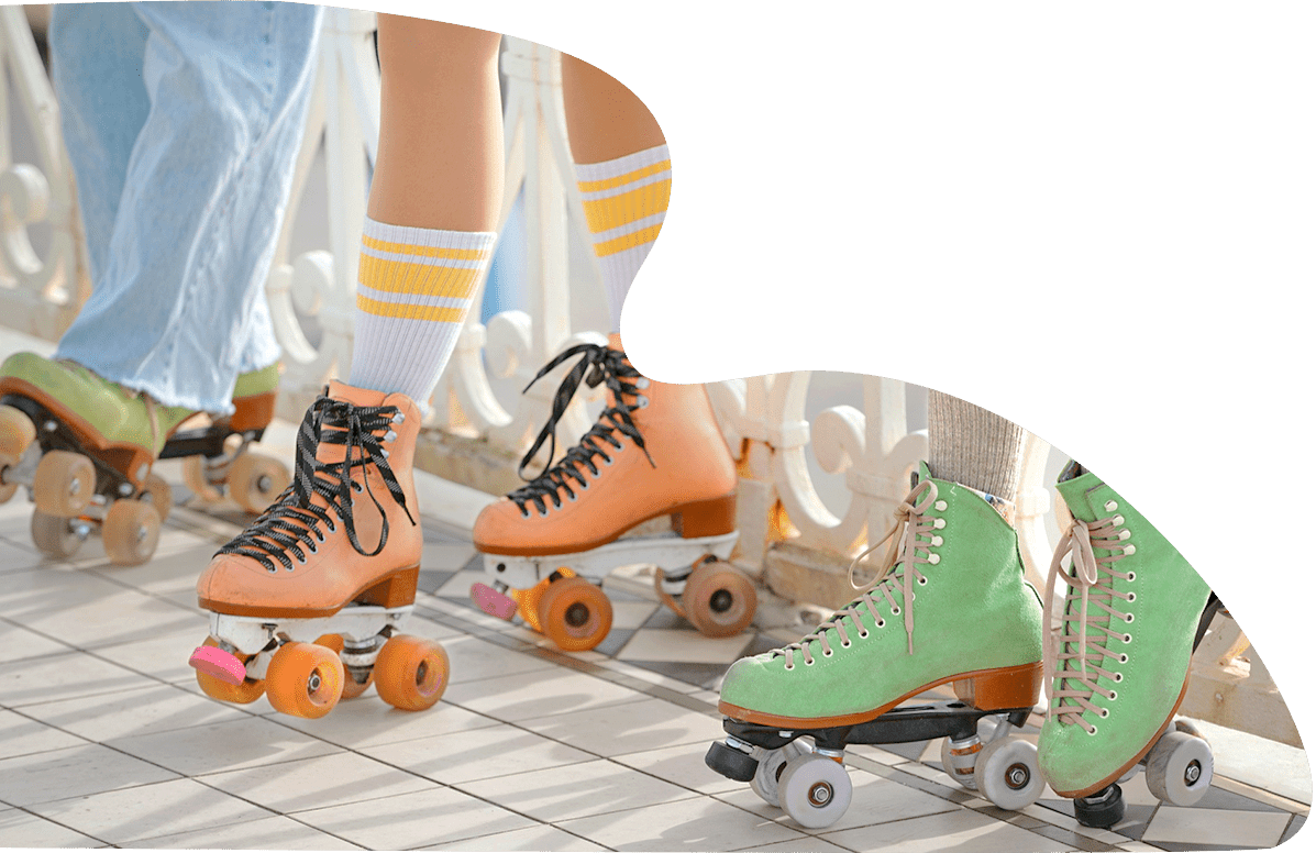 Photos d'un groupe en rollers